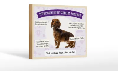 Produktbild von Holzschild Spruch 18x12 cm Tiere Dackel willkommen wohne hier