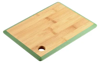 Productafbeelding van KESPER snijplank met groene rand, 27 x 19 x 15 cm, bamboe, artikelnummer 58271