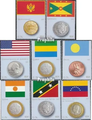 Produktbild von Briefmarken UNO - New York 2013 Mi 1379-1386 (kompl.Ausg.) postfrisch Flaggen und Münzen