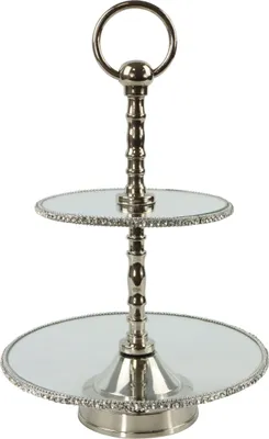 Produktbild von FURNARO Etagere Cristallo - rund, silberfarben, Glasplatten mit Strassrand, edles Design