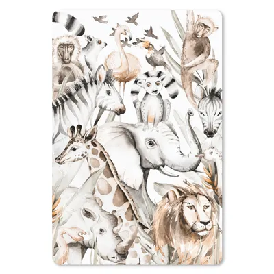 Produktbild von MuchoWow® Mauspad Mousepad Aquarelle - Tiere - Dschungel - Pastell - Jungen - Mädchen - Kinder 40x60 cm - Mousepads - Maus Mat - Pad - Mausunterlage - Schreibtisch Accesoire