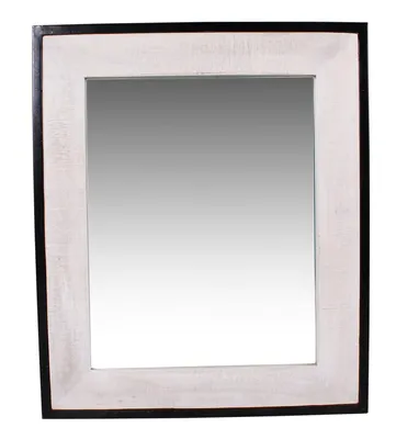 Zdjęcie produktu dla Lustro ścienne SIT Möbel | białe z antyczną czernią | drewno mango ze złomem metalowym | szer. 70 x gł. 3 x wys. 80 cm | 07390-10 | seria WHITE PANAMA
