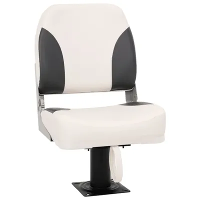 Produktbild von Bootssitz-Set, klappbar, niedrige Rückenlehne, Polyurethan& PVC, Stahlkonsole, 100 kg Belastbarkeit, dunkelgrau-weiß, 41x36x48 cm
