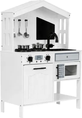Produktbild von ECOTOYS PLK563W Kinderküche aus Holz mit Backofen, Mikrowelle und Zubehör