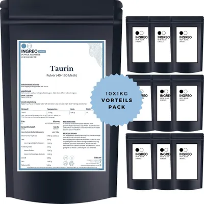 Produktbild von Taurin Pulver (40-100 Mesh) – 10kg (10X1kg)
