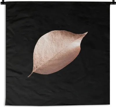 Produktbild von MuchoWow® Wandteppich Wandbehang Gold - Rosa - Blatt 150x150 cm Tapisserie Dekoration Wandtuch - Wohnaccessoires - Modernes