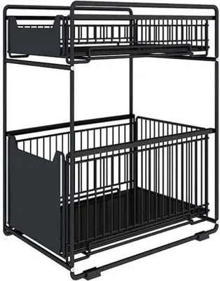 Produktbild von Schwarzes Küchenregal mit 2 Ebenen und 2 Schubladen