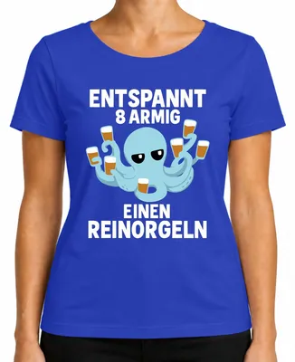 Obrázek produktu pro Relaxed 8-armed one reinorgeln octopus beer gift Vtipné dámské tričko, modrá, 3XL