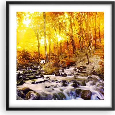 Produktbild von Gerahmtes Poster - Schwarzer Rahmen - Berge Bach Wasser - 50x50 cm - Wand Bild - Wanddeko - Wandbilder - Kunstposter - Wandposter - Bilderrahmen - Bilder - Kunstdruck - Wandbild - P2BAC50x50-3717