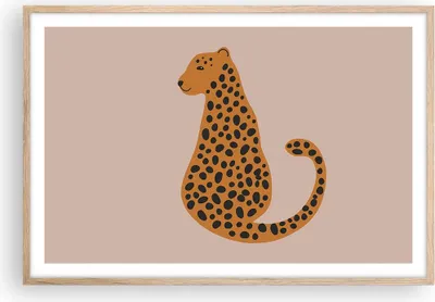 Produktbild von Gerahmtes Poster - Rahmen in heller Eiche - Panther Grafik Leopard - 91,5x61 cm - Wand Bild - Wanddeko - Wandbilder - Kunstposter - Wandposter - Bilderrahmen - Bilder - Kunstdruck - P2NAA91x61-4893