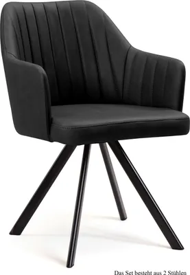 Produktbild von Armlehnstuhl drehbar (2er-Set) Dhana 58x81x60 Schwarz/Anthrazit