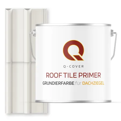 Produktbild von Grundierfarbe für Dachziegel Verkehrsweiß RAL 9016 5 L | wetterfeste Dachbeschichtung | für Ziegel, Beton, Eternit | UV-beständig | Q-COVER