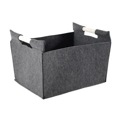 Produktbild von Kobolo Filzkorb Holzkorb 50x38x34 cm Filz dunkelgrau - für Kaminholz Allzweckkorb Kaminkorb Brennholzkorb Spielzeugaufbewahrung Korb Körbe Wäschekorb