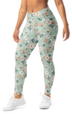 Produktbild von DECALVIBES Damen Leggings Basic Happy Flowers Meadow - M