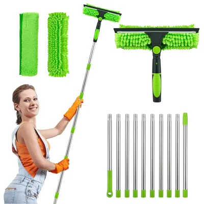 3-in-1 Fensterwischer 4,5 m mit Mikrofasertuch, ausziehbar