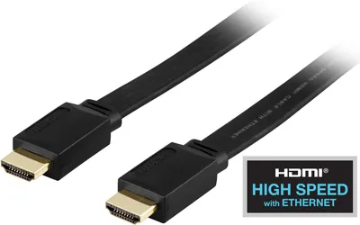 Immagine prodotto di Cavo HDMI piatto DELTACO, HDMI ad alta velocità con Ethernet, 4K, 3 m, nero