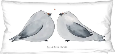 Produktbild von Mr. & Mrs. Panda Kuschelkissen Turteltauben Liebe - Weiß - Geschenk, Partner-Kuschelkissen, Partnerkissen, Pärchen Kissen, Liebesgeschenk, Partner, Tauben, Liebeskissen