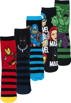 Produktbild von Marvel Socken für Herren - Black Panther, Iron Man, Captain America, Hulk etc. Männer Sneaker Strümpfe 40-45 (5er Pack), Größe:40-45