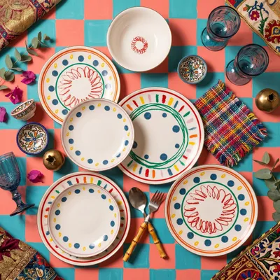Obrázok produktu pre Hermia Concept, kvalitná súprava riadu (24 kusov) vyrobená zo 100% porcelánu, štýl maximalizmu