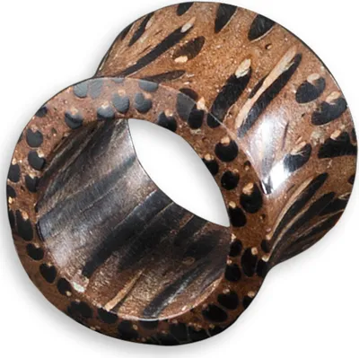 Produktbild von viva-adorno 1 Stück 18mm Double Flared Flesh Tunnel Plug aus Holz verschiedene Holzarten zur Auswahl Größe 4 - 30mm WP2,Palm Holz dunkel