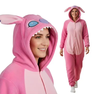 Produktbild von Pyjama Onesie Kigurumi Kostüm für Erwachsene Rosa Stitch XL: 175 - 185cm