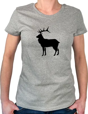 Produktbild von Huuraa Damen T-Shirt Hirsch Silhouette M Sport Grey Bio Baumwolle Fairtrade Damenshirt Geschenkidee