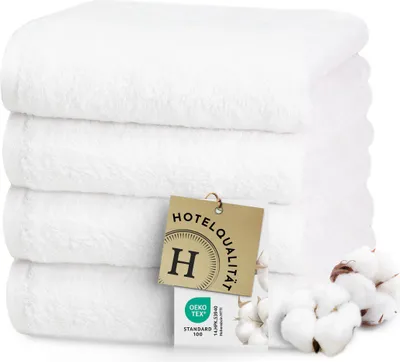 Produktbild von 4er Set Handtücher, 100% Baumwolle, 50x100 cm, weiß, extra flauschig