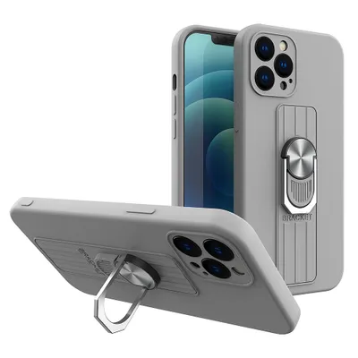 Image de Ring Case Coque en silicone avec prise pour les doigts et support pour Samsung Galaxy S21+ 5G (S21 Plus 5G) Argent