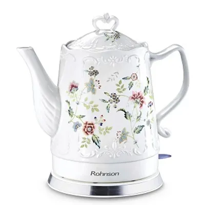 Produktbild von Rohnson R-7804 Schnurloser Wasserkocher, Keramikgehäuse, 1,5 l FÃ1/4llmenge, 1200 Watt, 360° Sockel, Trockengehschutz, Abschaltautomatik
