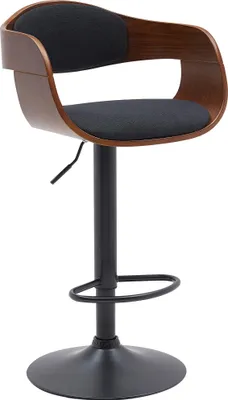 Produktbild von CLP Barhocker Kingston höhenverstellbar drehbar mit schwarzem Metallgestell walnuss/schwarz Material Stoff