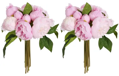 Künstliche Pfingstrosen, 2 Sträuße, 14 Köpfe, rosa, Seide