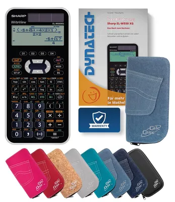 Produktbild von Sharp EL-W550 XG Taschenrechner mit Schutztasche hellblau und Fachbuch