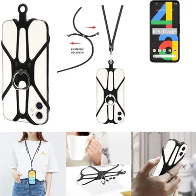 Produktbild von K-S-Trade 3in1 Handykette Handyband Handykordel Halsband Smartphone-Ring Handy-Ring kompatibel mit Doogee S58 Pro Fingerhalterung Handyring