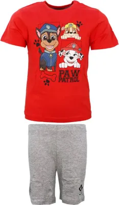 Produktbild von Paw Patrol Kinder kurzarm Schlafanzug Pyjama Shirt Shorts – Rot / 128
