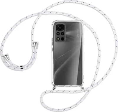 Produktbild von Handykette Backcover-Schutzhülle mit Band (Metall silberfarben) für Honor View 40 Pro (V40 Pro, 6.6'') - weiß/grau