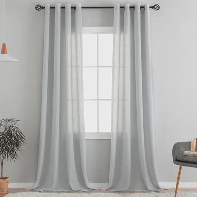 Immagine prodotto di Solidchoice - Set di 2 tende in lino con passanti, 220 x 140 cm, color grigio chiaro