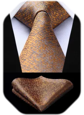 Immagine prodotto di Set di cravatte da uomo, motivo floreale, in seta, colore arancione, taglia unica