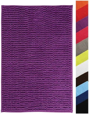 Zdjęcie produktu dla Ibenzoa® Miękka mata pod prysznic wykonana z bawełny – antypoślizgowa, fioletowa, 40 x 60 cm, z antypoślizgową powłoką lateksową, szybko schnąca, nadaje się do podłóg z ogrzewaniem