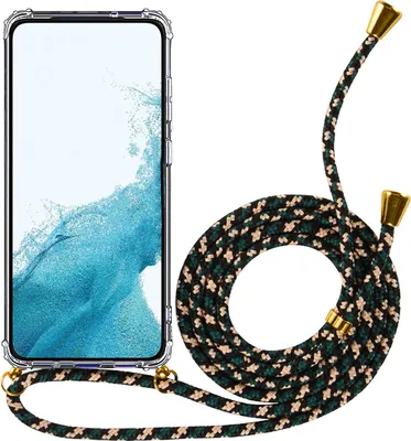 Immagine prodotto di Catena del telefono cellulare per Samsung Galaxy S22 Caso per appendere intorno copertura protettiva cavo del telefono cellulare caso, collana verde mimetico