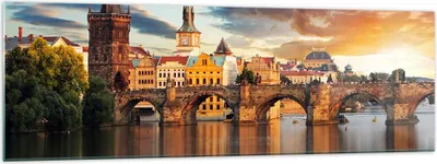 Produktbild von Bilder auf glas - Prag brücke geschichte fluss - 160x50cm - Glasbilder - Wandbilder - Kunstdruck - zum Aufhängen bereit - Wanddekoration aus Glas - Glas Bilder - Wandbild auf Glas - GAB160x50-2819