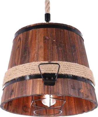 Produktbild von TIBU Hängelampe aus Holz Vintage Lampe Eimer Esstisch Wohnzimmer E27 höhenverstellbar