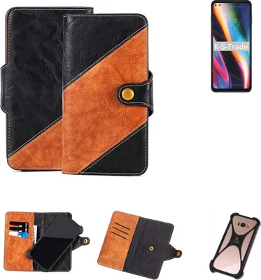 Produktbild von K-S-Trade Handyhülle Schutzhülle Bookstyle Case Wallet-Case kompatibel mit Motorola Moto G 5G Plus Handy Cover Bumper Klapphülle schwarz hellbraun