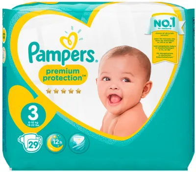 Zdjęcie produktu dla Pampers – pieluchy Premium Protection, rozmiar 3 Midi, dla niemowląt o wadze 6–10 kg, 29 sztuk