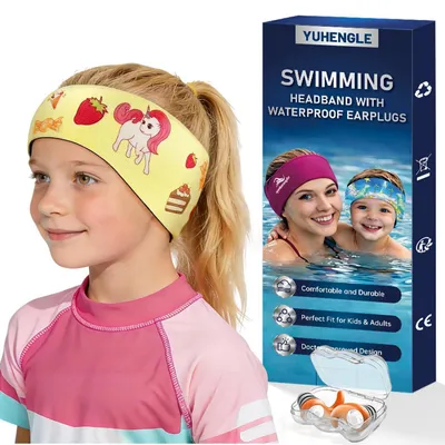 Image de Bandeau de natation pour enfants, en néoprène, avec bouchons d'oreille, fermeture velcro, étanche