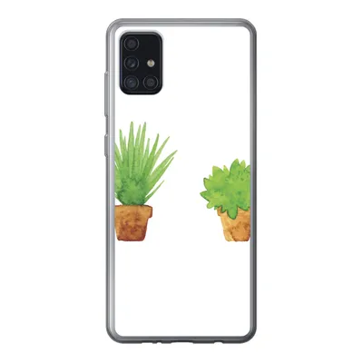 Produktbild von MuchoWow® Handyhülle Schutzhülle Hülle für Samsung Galaxy A52 5G Blumentopf - Aquarell - Pflanzen Silikon Softcase Handy Hülle - Umschlag