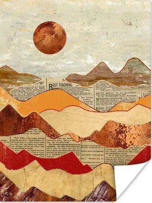 Produktbild von MuchoWow® Poster Vintage - Zeitung - Bronze - Abstrakt - Landschaft - Farben 60x80 cm - Schlafzimmer Dekoration
