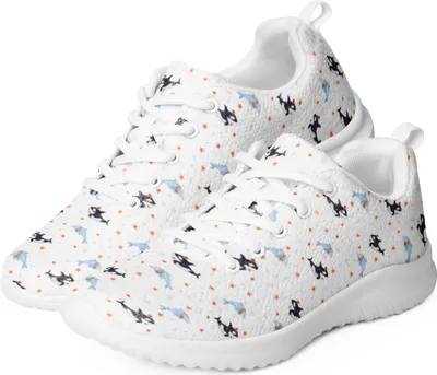 Produktbild von Mr. & Mrs. Panda Damen Sneaker Orca Zylinder Größe 43 - Weiß - Geschenk, Glückwunsch, Fest, Glitzer, Trainingsschuh, Geburtstag, Turnschuh, Sportschuh, Meer, Narwal