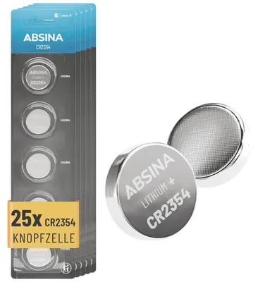 Produktbild von ABSINA CR2354 Batterie 3V Lithium - CR 2354 Knopfzelle - 25er Pack CR 2354 3V Lithium Batterie mit langer Haltbarkeit
