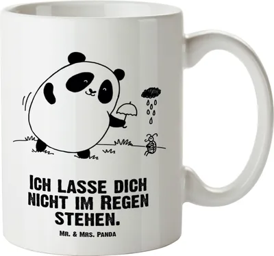 Produktbild von Mr. & Mrs. Panda weisse tasse Panda Zusammenhalt - Weiß - Geschenk, steingut, Große, Pott, Kaffeepott, Teebecher