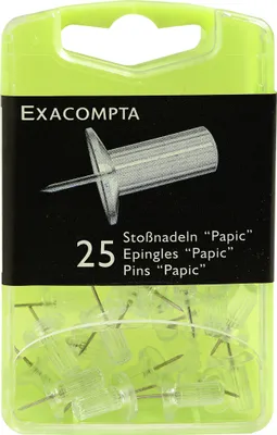Produktbild von Exacompta Blisterbox 25x Pinnwandnadeln Papic Ø10mm 7mm transparent 14912E